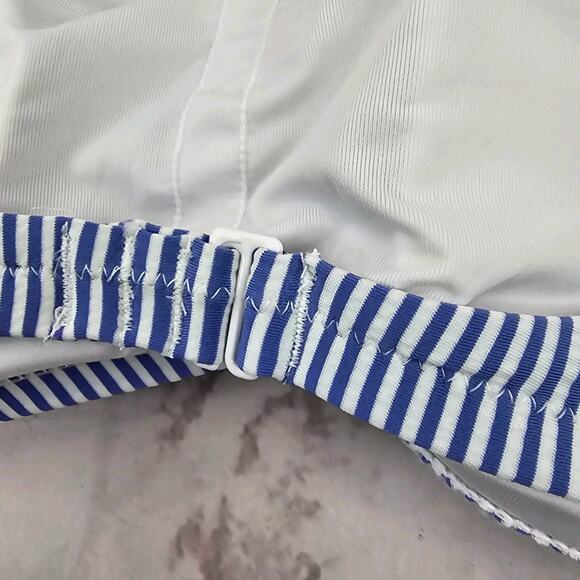 J Crew Swim Top 3X Blue White Striped Square Neck Seersucker BF121 - Picture 10 of 11